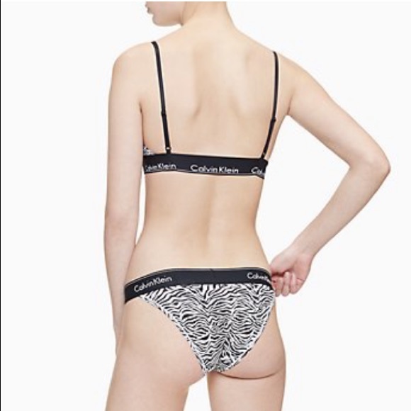 Calvin Klein Zebra Print Bralette & High Leg Tanga - Picture 3 of 8